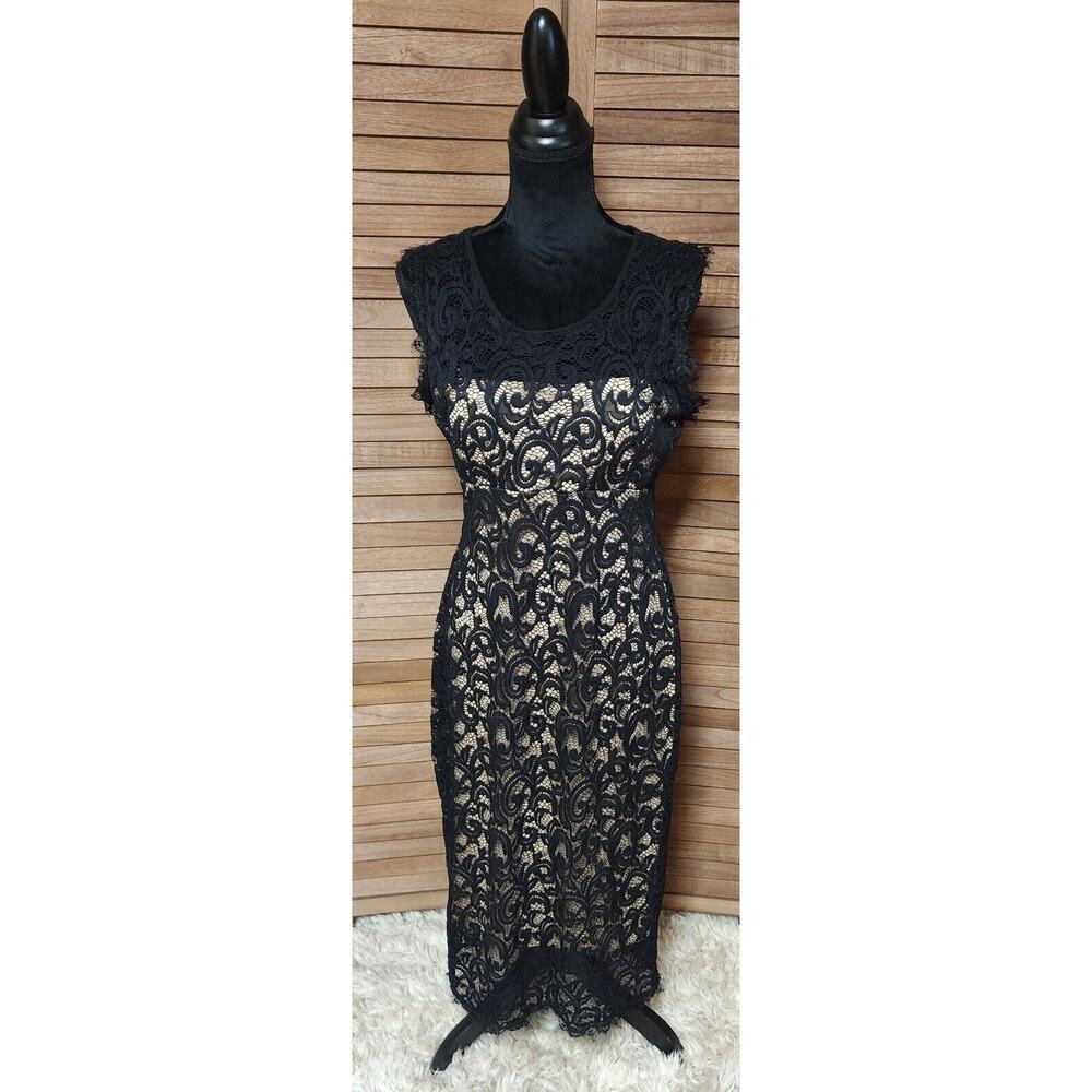 Live Fast Love Hard Women Black Lace Lined Sleeveless Dress Size Size XL Elegant